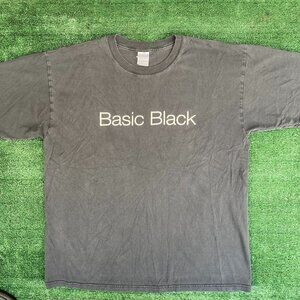 Vintage Y2K Basic Black Shirt Quote Slogan Sun Faded Tee